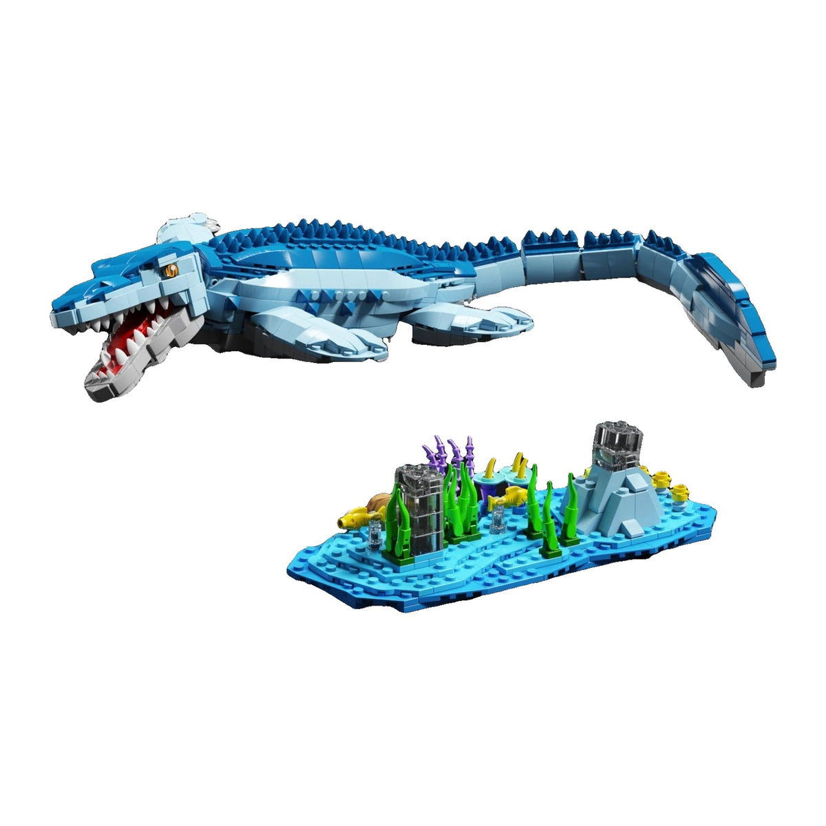 LEGO Mosasaure de Jurassic World, grand reptile marin qui nage à l'horizontale sur 56,5 cm
