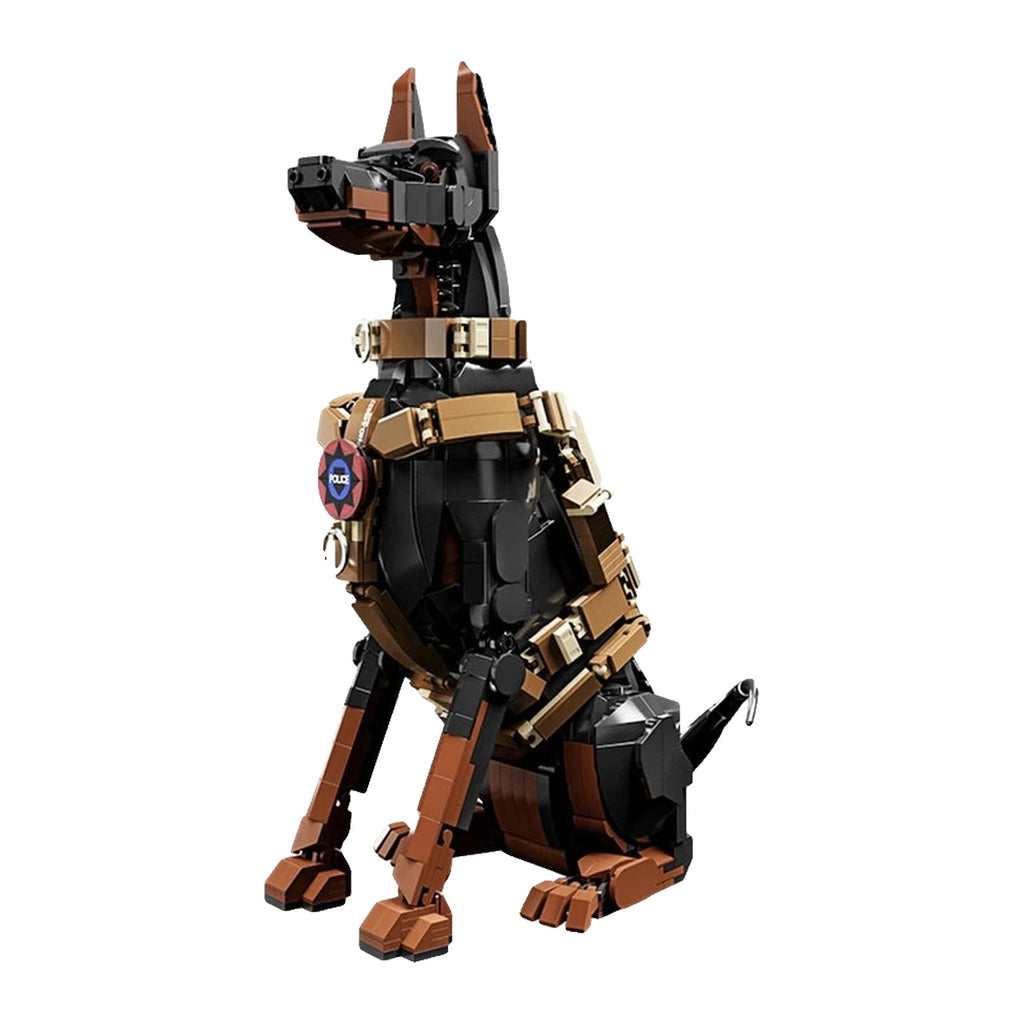 LEGO Chien Policier assis, harnais sur le poitrail et médaille au cou, 32 cm une fois monté
