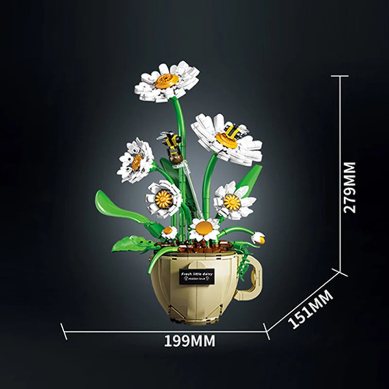 496 pièces pour 28 cm de hauteur, abeilles à poser sur une fleur, une feuille ou le bord de la tasse