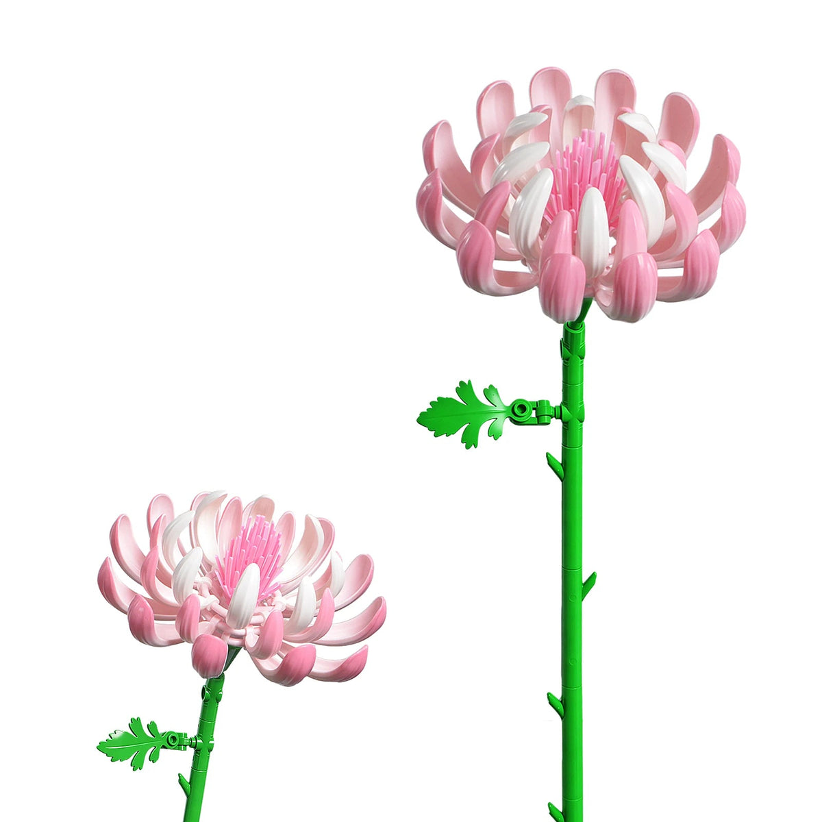 Chrysanthème LEGO de 55 pièces et 36,8 cm, pétales qui s'écartent ou se referment, tige et feuilles orientables
