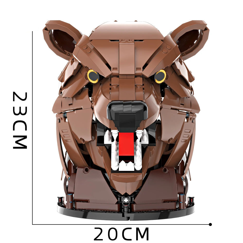 Tête d'ours de 23 cm et 1 006 pièces, museau et contour des yeux dessinés, rien ne s'articule