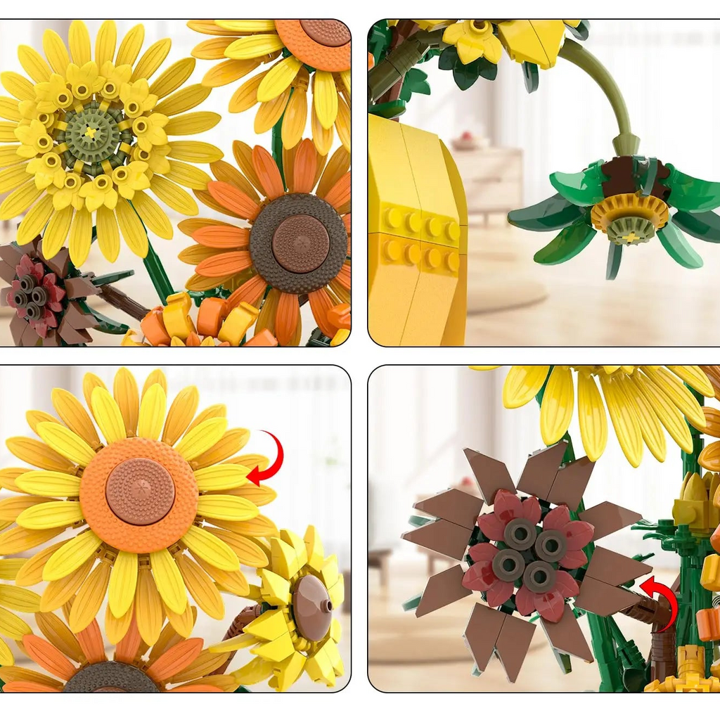 1 009 pièces entre fleurs, feuillage et contenant, avec des pétales qui se plient un par un
