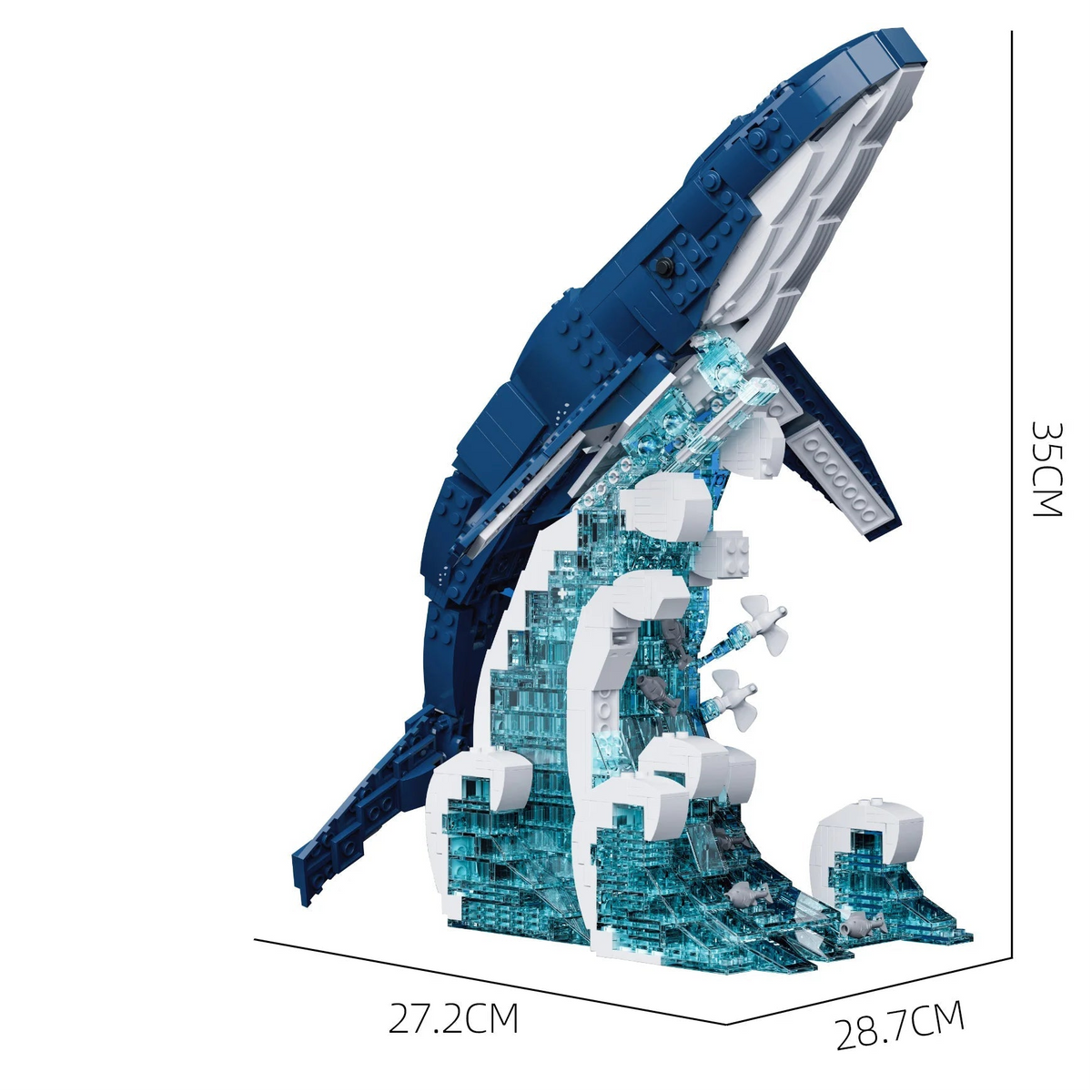 La vague turquoise comprise avec la baleine la soutient seule, sans support à ajouter