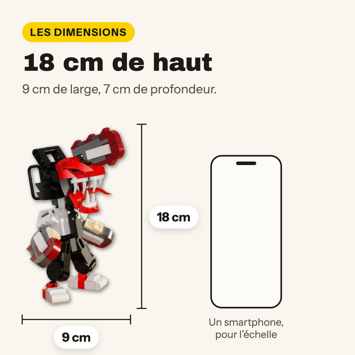 Medidas de la figura de Chainsaw Man: 18 cm de alto, 9 x 7 cm