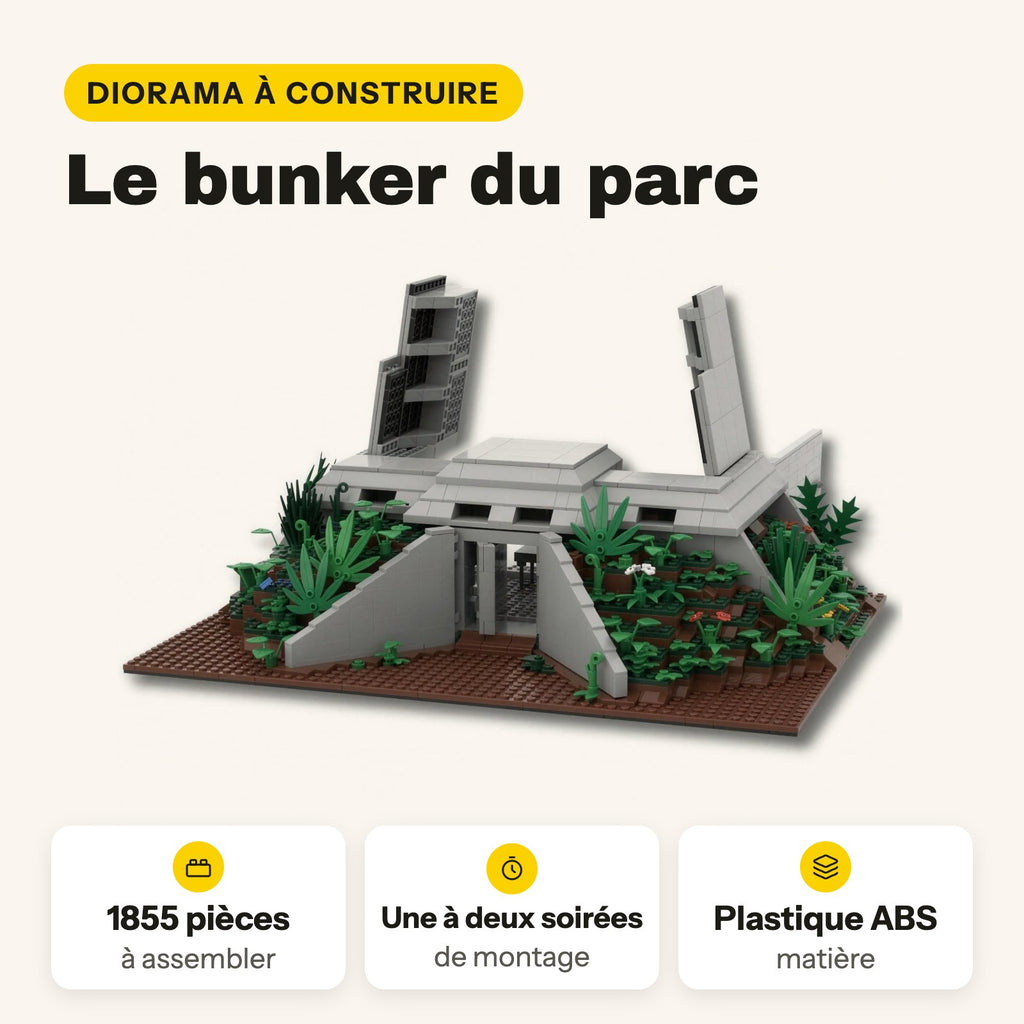 Búnker de Jurassic Park de ladrillos de construcción, 1.855 piezas de plástico ABS compatibles con LEGO