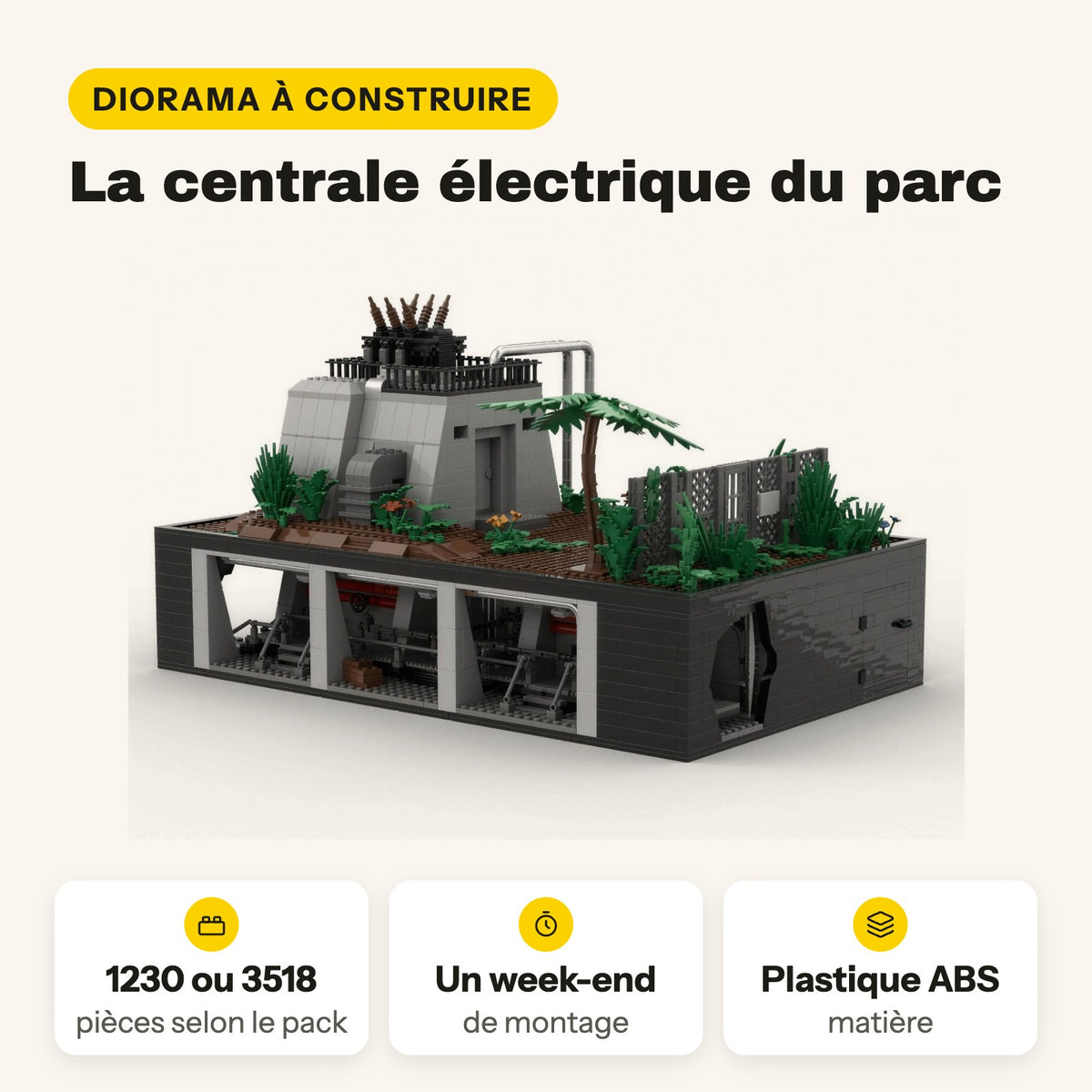 Central eléctrica de Jurassic Park en ladrillos de construcción, 1.230 o 3.518 piezas compatibles con LEGO