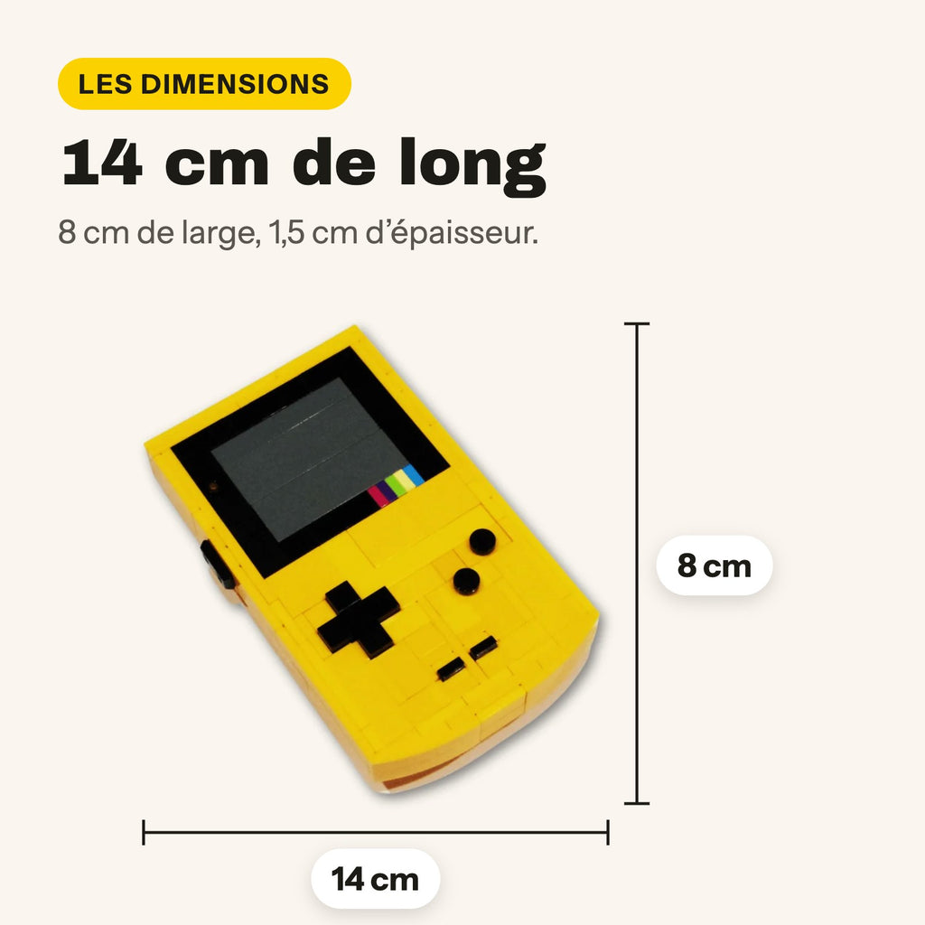 Game Boy Color de ladrillos compatibles con LEGO, 14 cm de largo y 8 cm de ancho