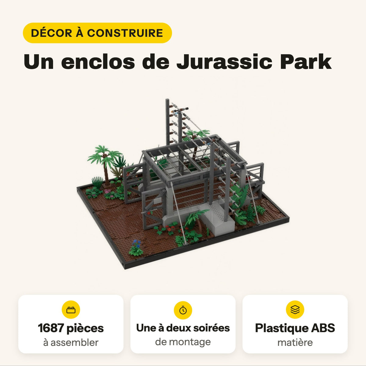 Jaula de Jurassic Park para construir, 1.687 piezas compatibles con LEGO