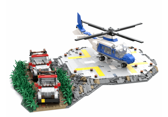 Jurassic Park LEGO Diorama Helipad - CreatiBrick
