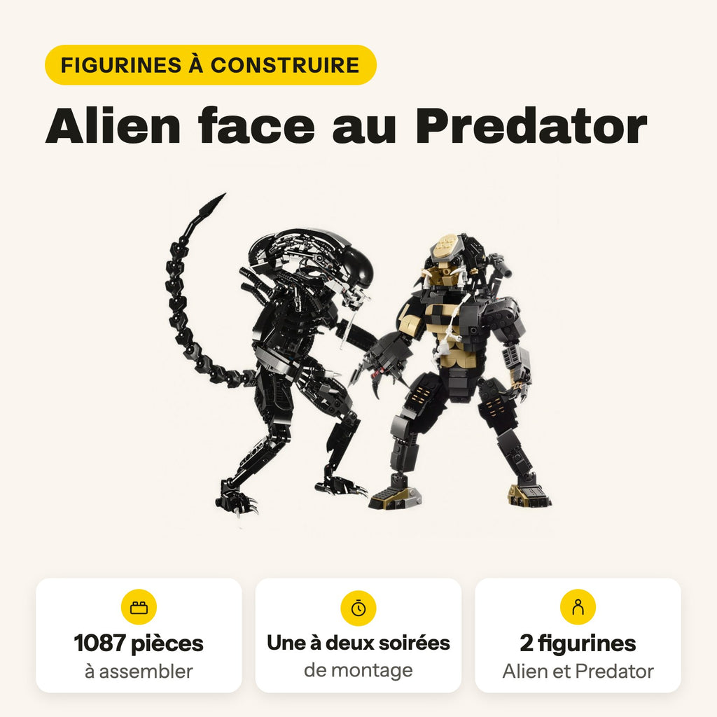 Alien y Predator para construir, dos figuras de ladrillos compatibles con LEGO