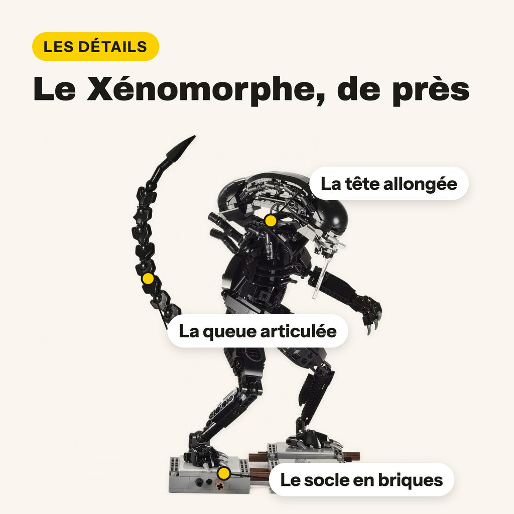 Cabeza alargada, cola articulada y base del xenomorfo de Alien para construir