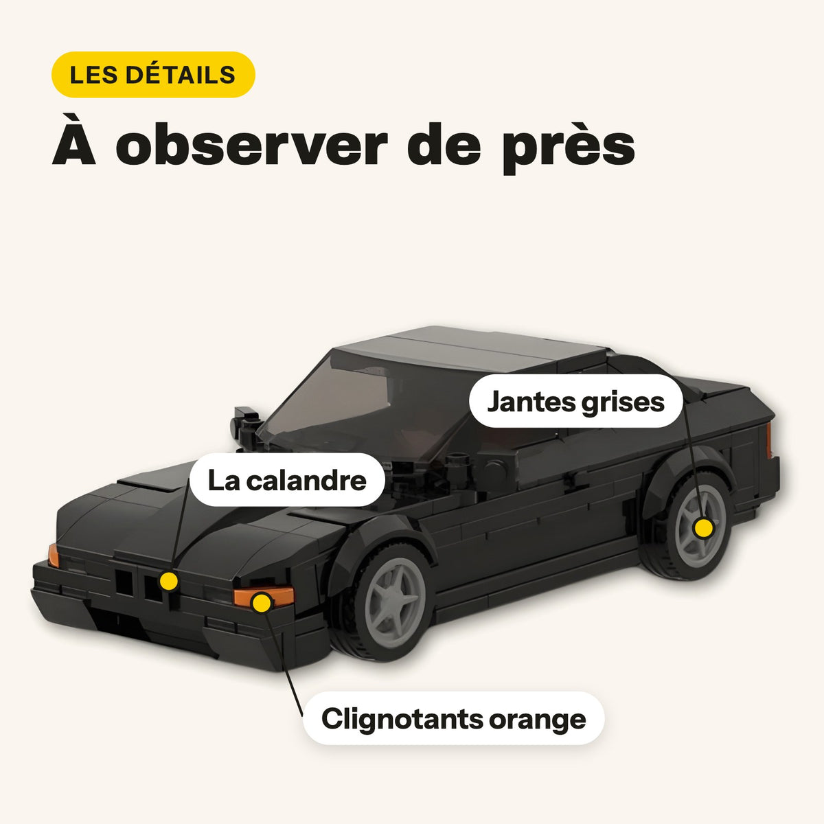Detalles del BMW 850 CSi de ladrillos: parrilla, intermitentes naranjas, llantas grises