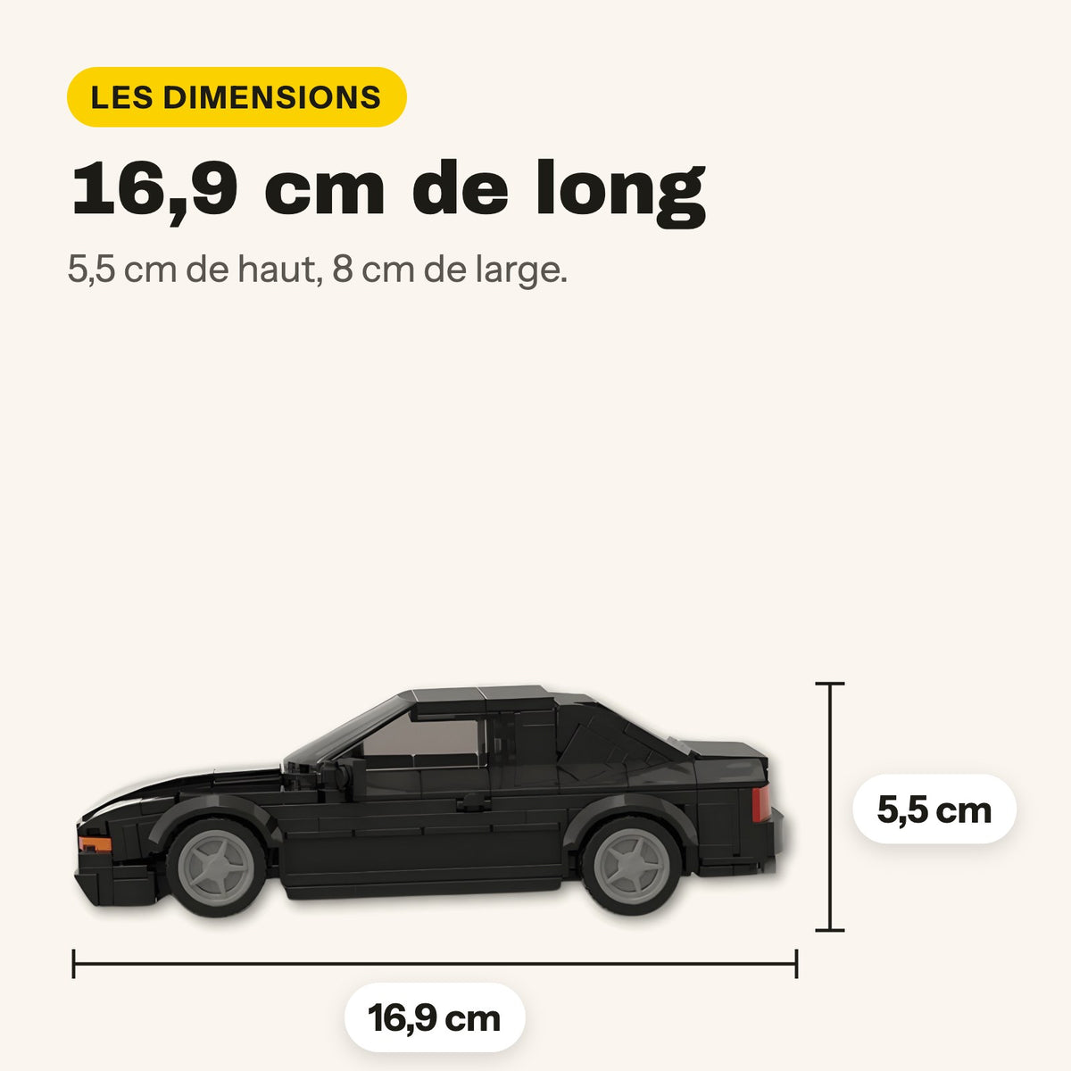 BMW 850 CSi de ladrillos, 16,9 cm de largo, 5,5 cm de alto, 8 cm de ancho