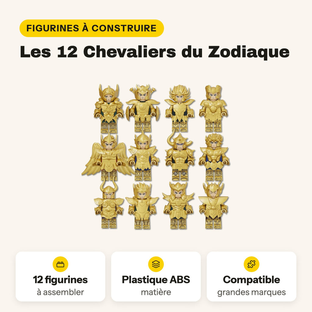 Los 12 Caballeros del Zodiaco en minifiguras para construir, armaduras de oro, compatibles con LEGO