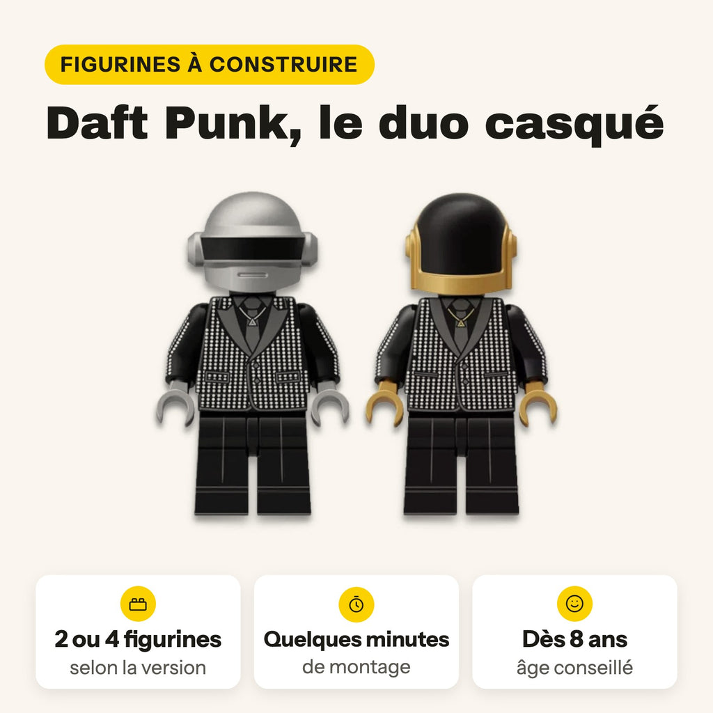Minifiguras de Daft Punk para construir, cascos plateado y dorado, compatibles con LEGO