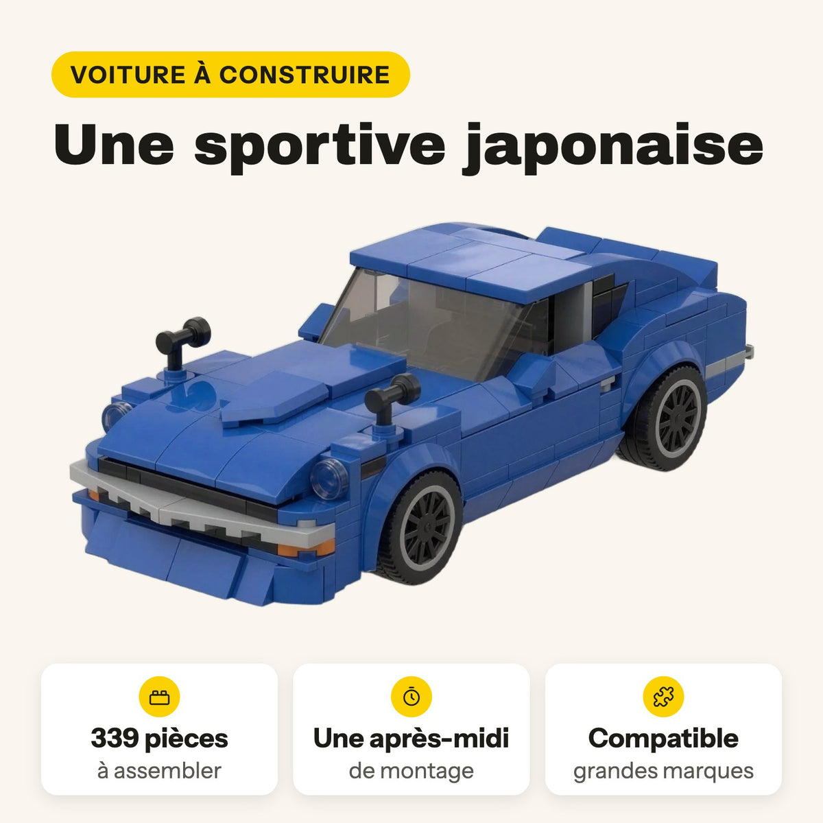 Datsun 240Z azul para construir, 339 piezas compatibles con LEGO