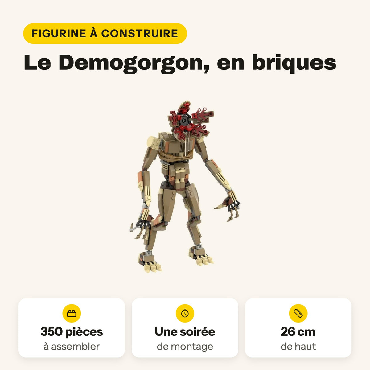 Figura del Demogorgon para construir, 350 piezas compatibles con LEGO, 26 cm de alto