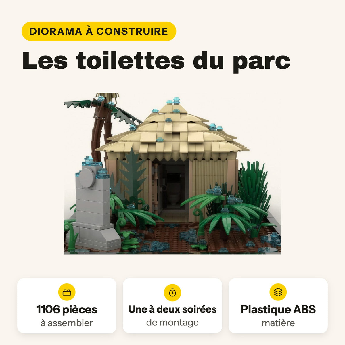Baño de Jurassic Park en ladrillos de construcción, 1.106 piezas compatibles con LEGO