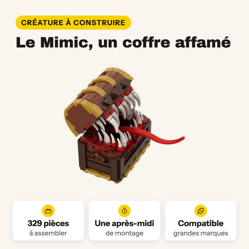 Mímico de Dungeons & Dragons para construir, cofre con colmillos de 329 piezas compatibles con LEGO
