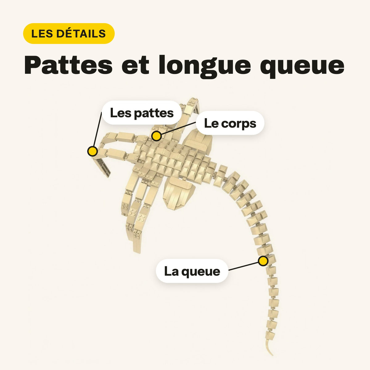 Patas, cuerpo y larga cola segmentada del facehugger de Alien de ladrillos