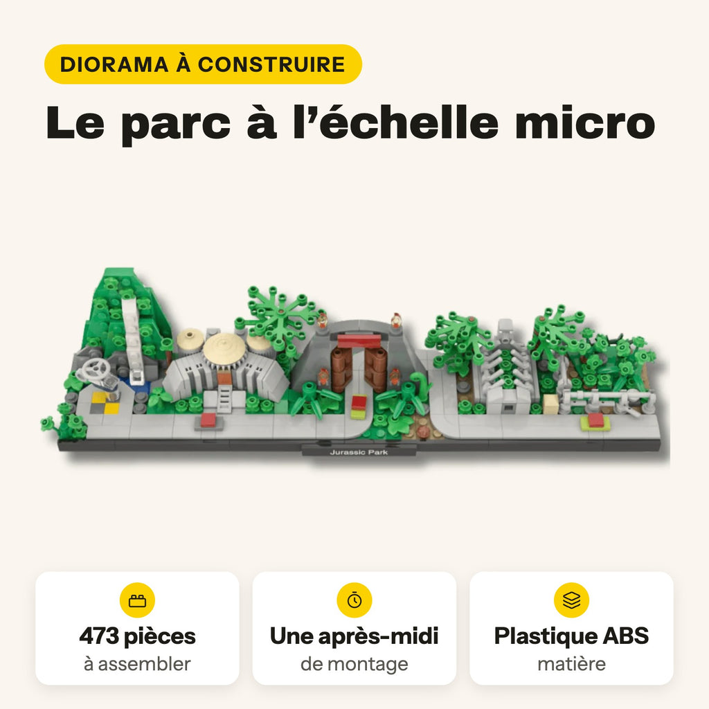 Diorama de Jurassic Park a escala micro para construir, ladrillos compatibles con LEGO