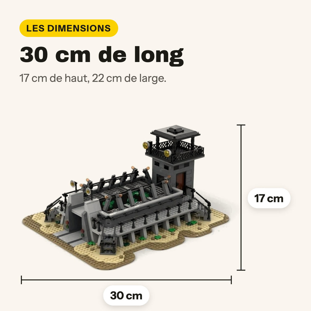 Medidas del diorama de Jurassic Park, recinto de los raptores para construir: 30 x 22 x 17 cm