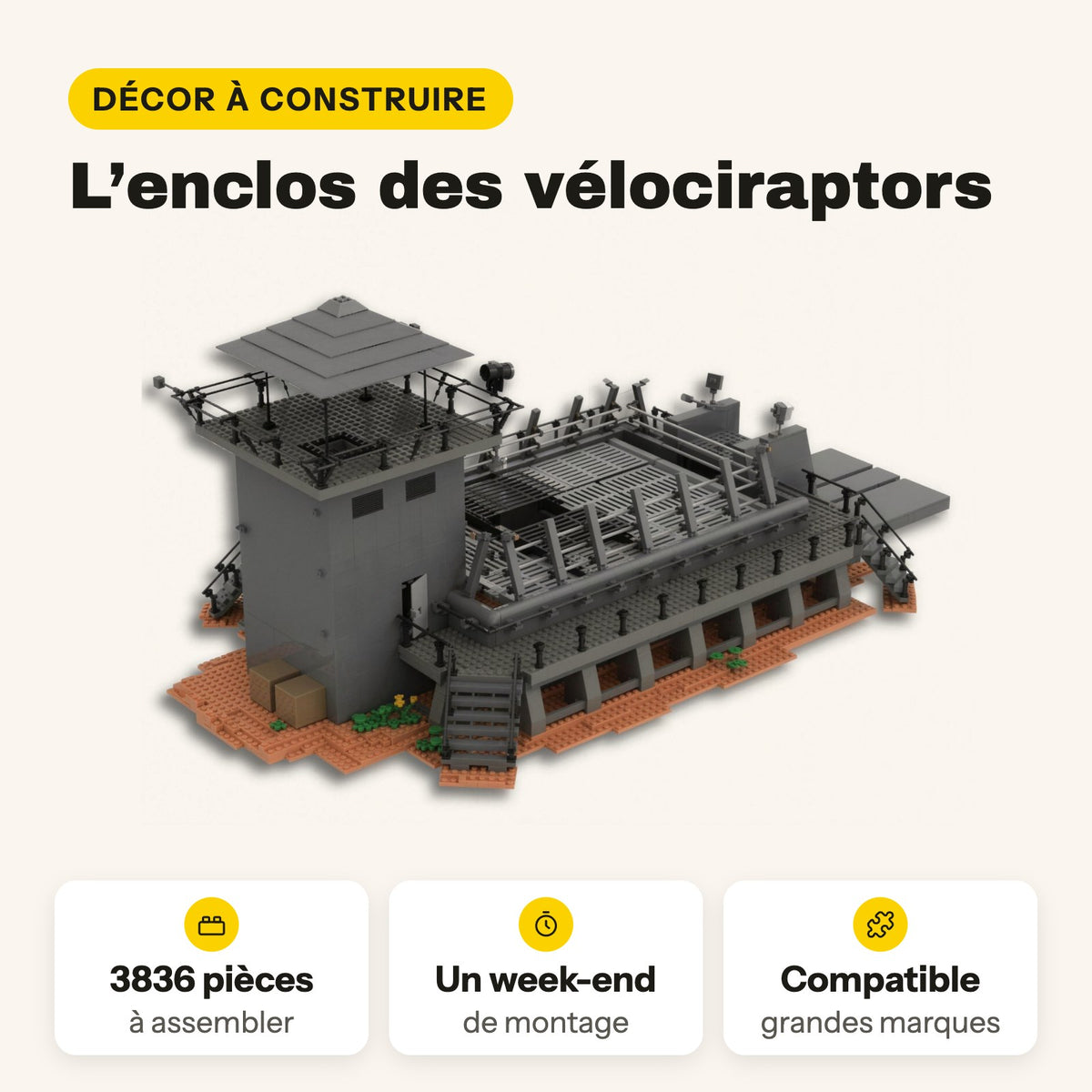 LEGO Jurassic Park recinto de raptores para construir, con su torre