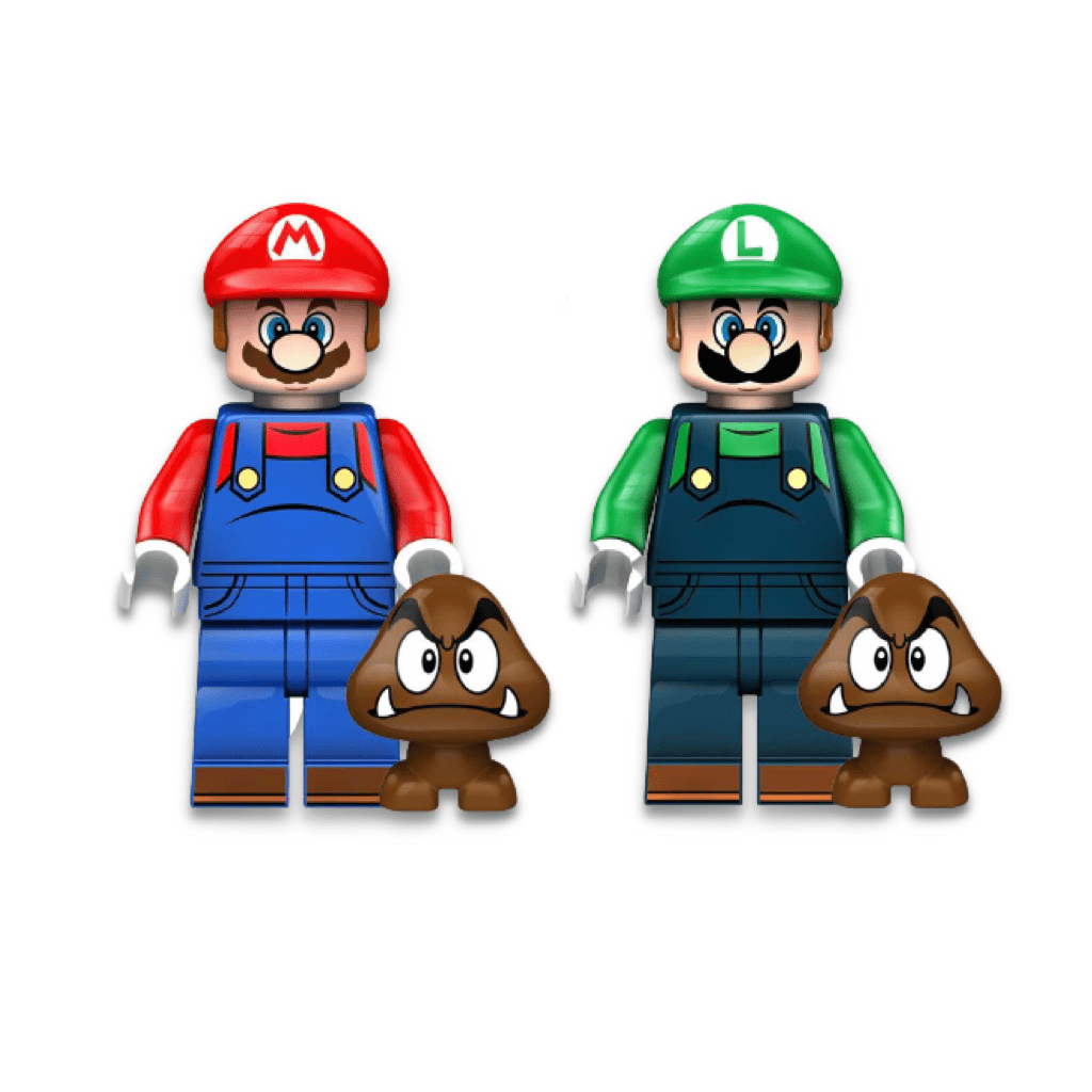 LEGO Mario and Luigi Minifigures | With 2 Goombas – CreatiBrick