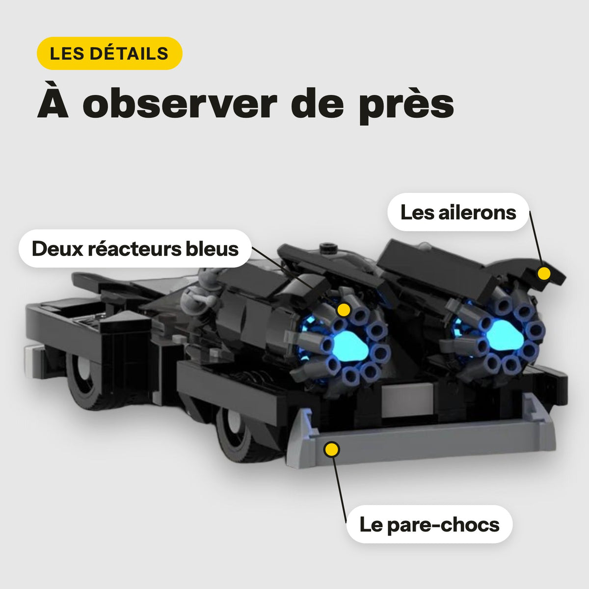 Detalles del Ford de Men in Black de ladrillos: reactores, alerones y paragolpes