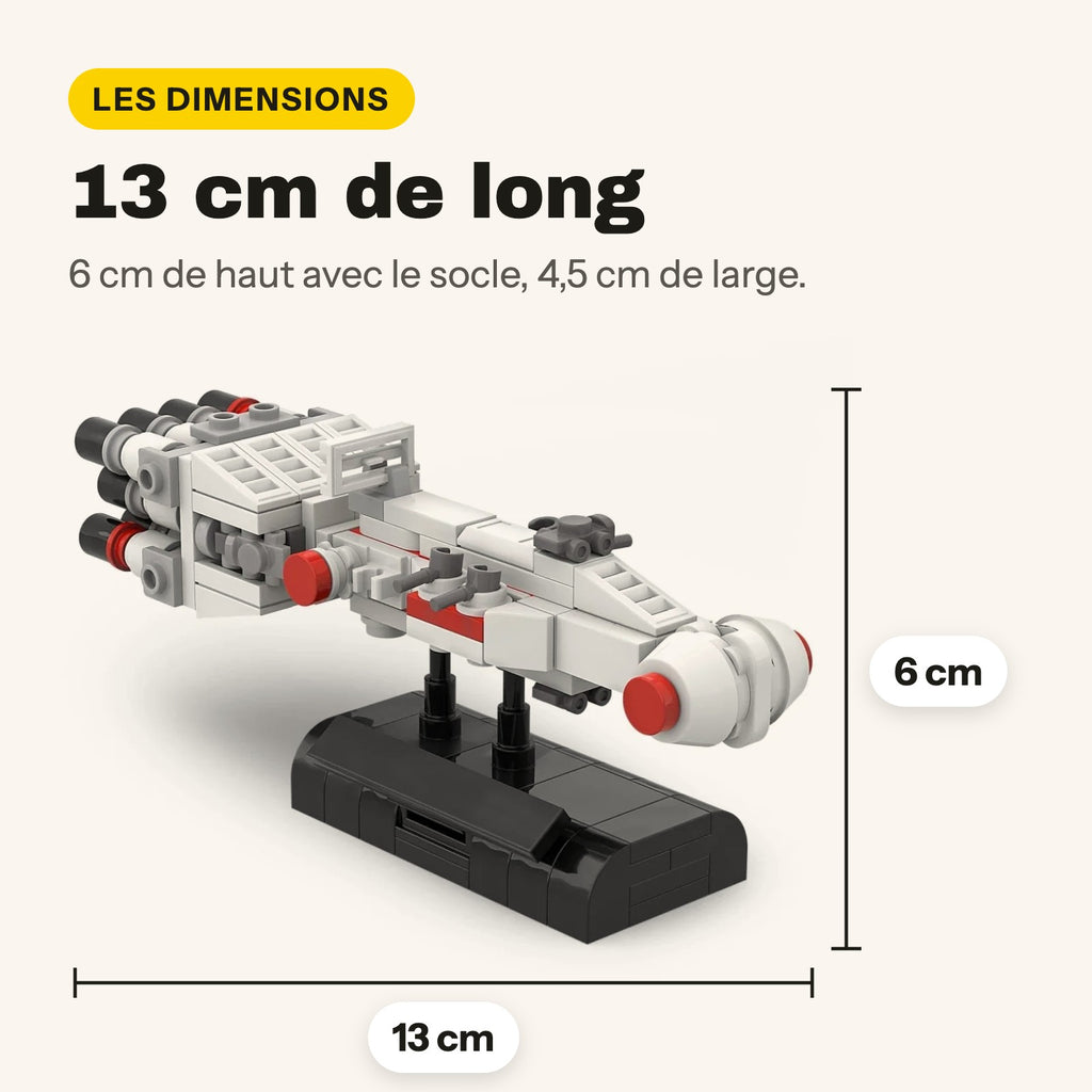 Medidas de la mini Tantive IV de ladrillos con su peana