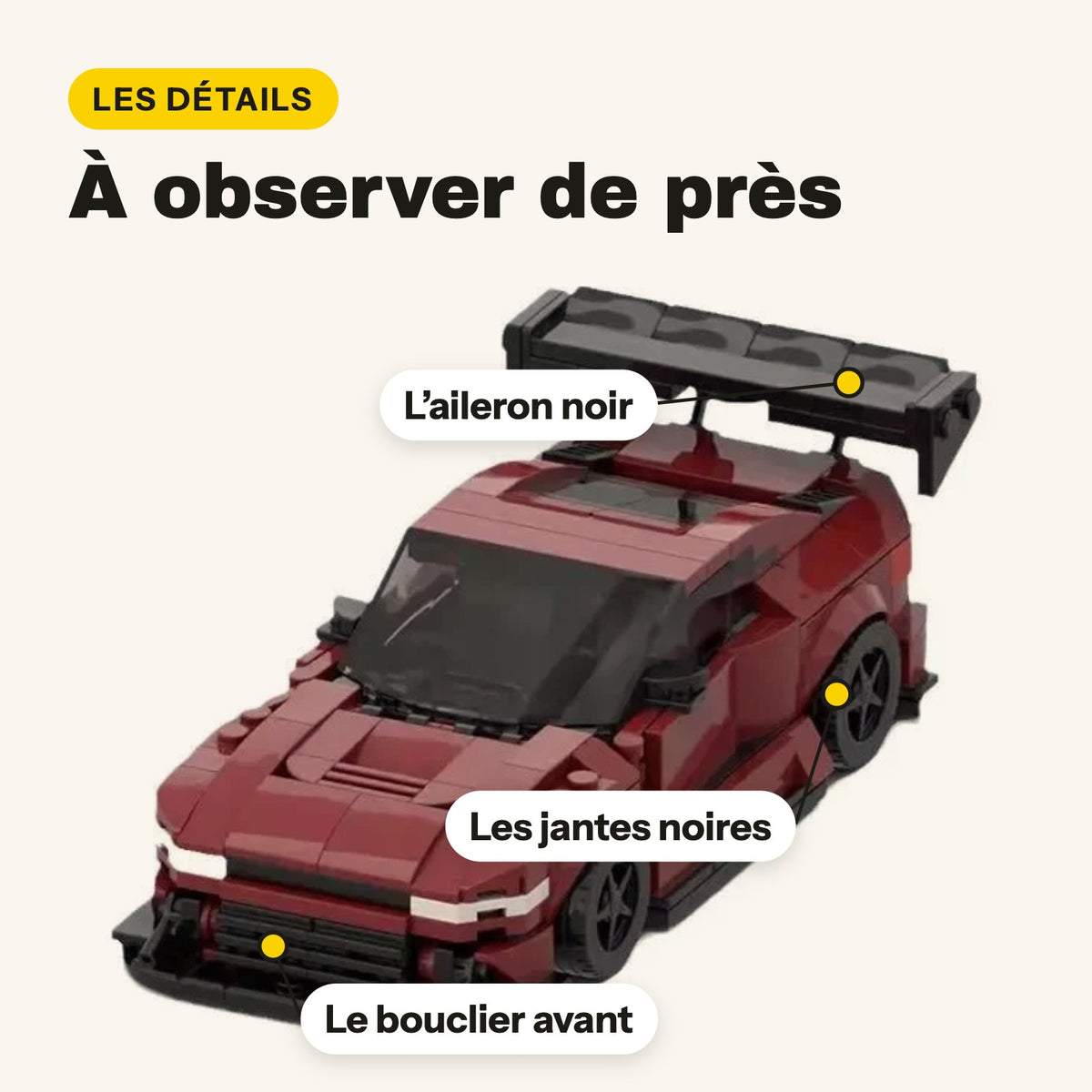 Alerón negro, llantas negras y paragolpes delantero del Nissan 240SX de ladrillos