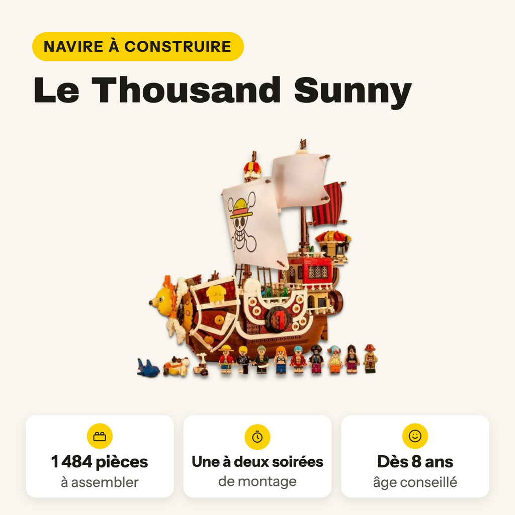 Bateau One Piece Thousand Sunny à construire, 1 484 pièces compatibles LEGO