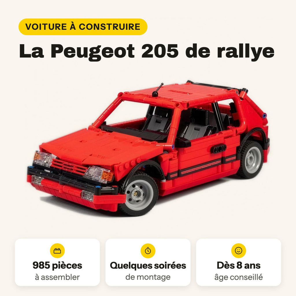 Peugeot 205 de rallye à construire, 985 pièces compatibles LEGO