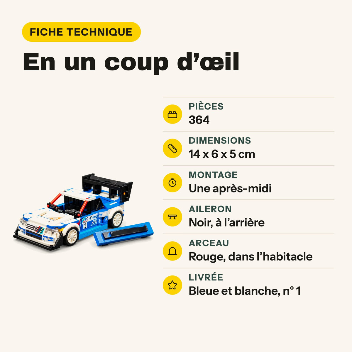 Ficha técnica del Peugeot 405 T16 de rally para construir con ladrillos