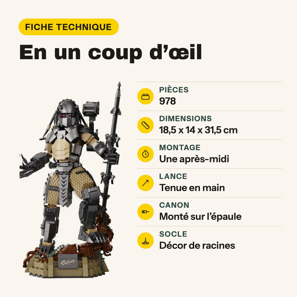 Ficha técnica del Predator de ladrillos de construcción
