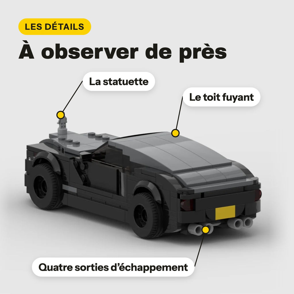 Detalles del Rolls-Royce de ladrillos: estatuilla, techo en caída y salidas de escape