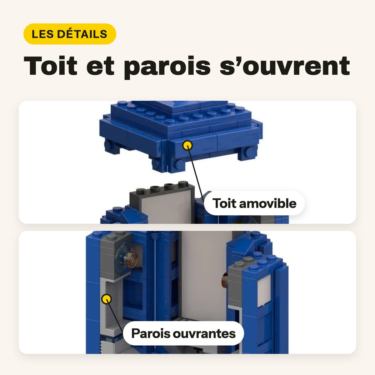 LEGO Tardis, techo desmontable y paredes que se abren