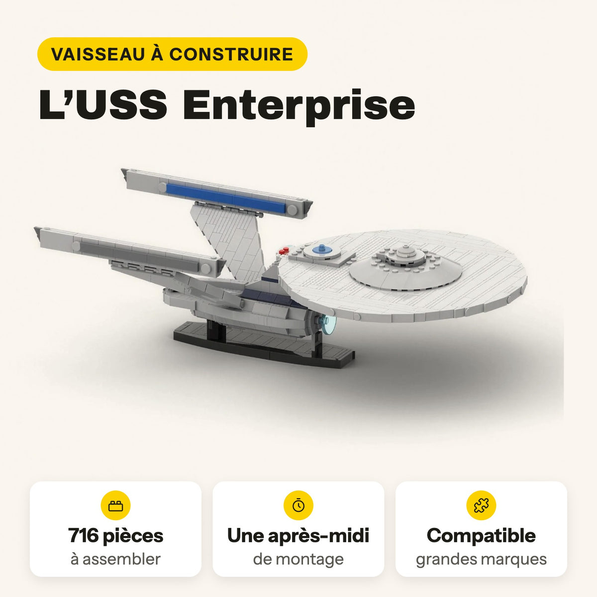 USS Enterprise para construir, 716 piezas de ladrillos de construcción compatibles con LEGO