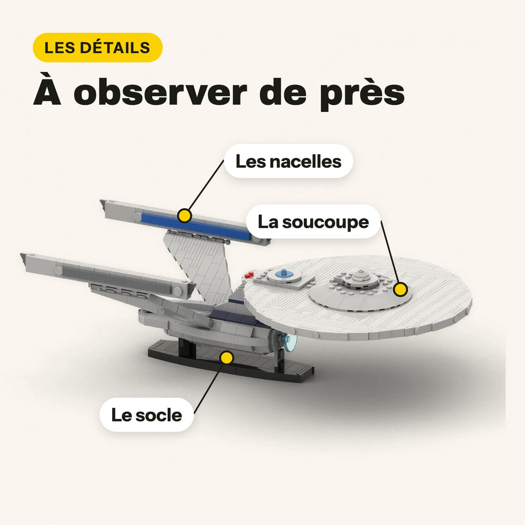 Góndolas, platillo y soporte de la nave USS Enterprise de Star Trek de ladrillos