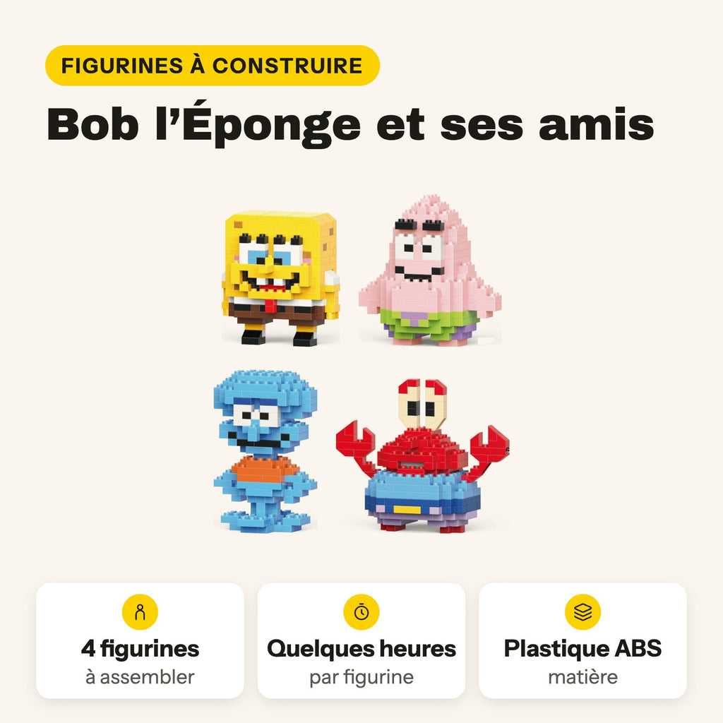 Nanoblock Bob Esponja y sus amigos, cuatro figuras para construir