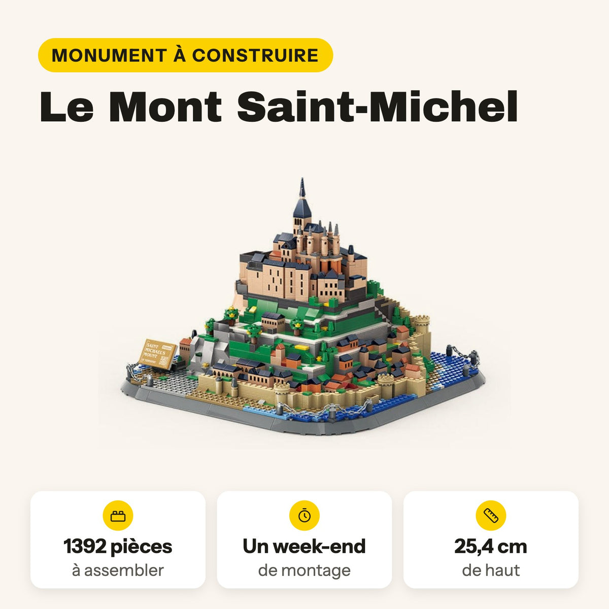 Mont Saint-Michel Nanoblock à construire, 1392 micro-briques, 25,4 cm de haut