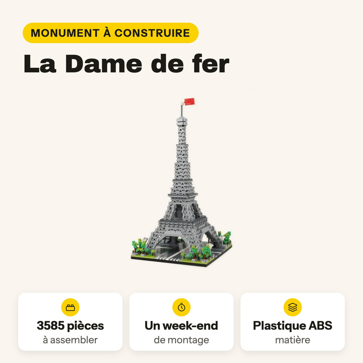 Nanoblock Torre Eiffel para construir, piezas mini