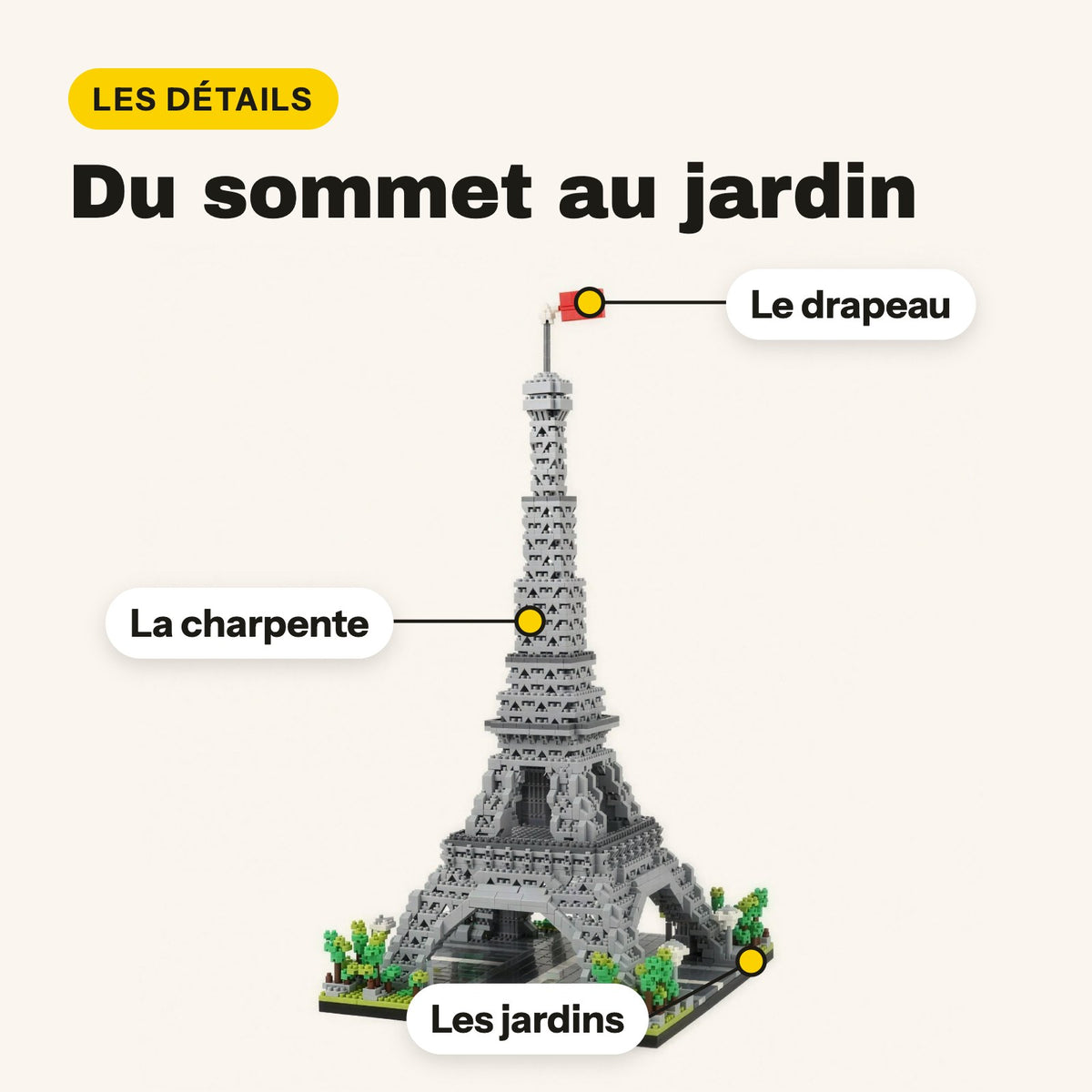 Nanoblock Torre Eiffel para construir, piezas mini