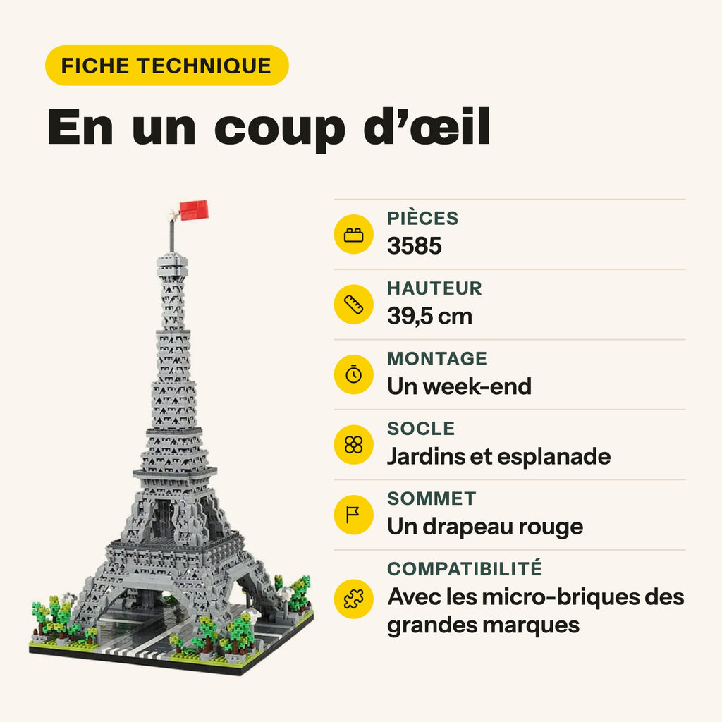 Nanoblock Torre Eiffel para construir, piezas mini