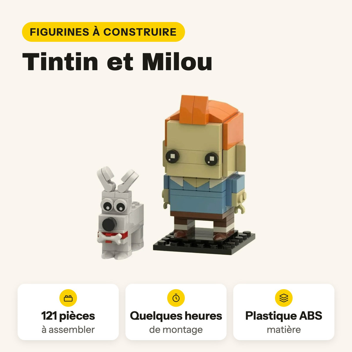 Figuras de Tintín y Milú para construir, 121 piezas compatibles con LEGO
