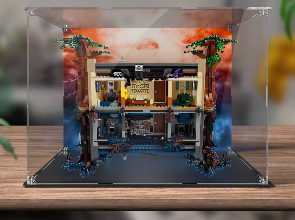 Vitrine LEGO Stranger Things avec fond du Monde à l'envers